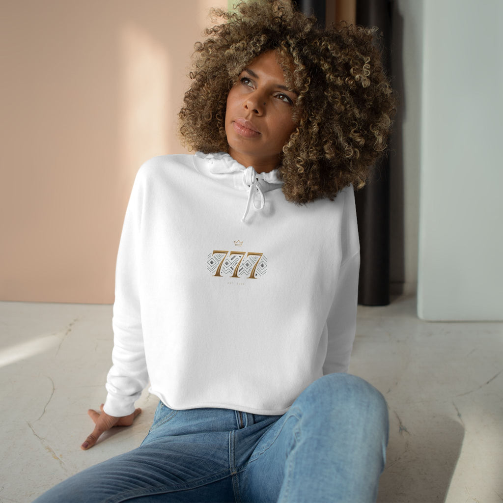 Lucky 777 Cropped Hoodie — Minimal Gold Number Graphic