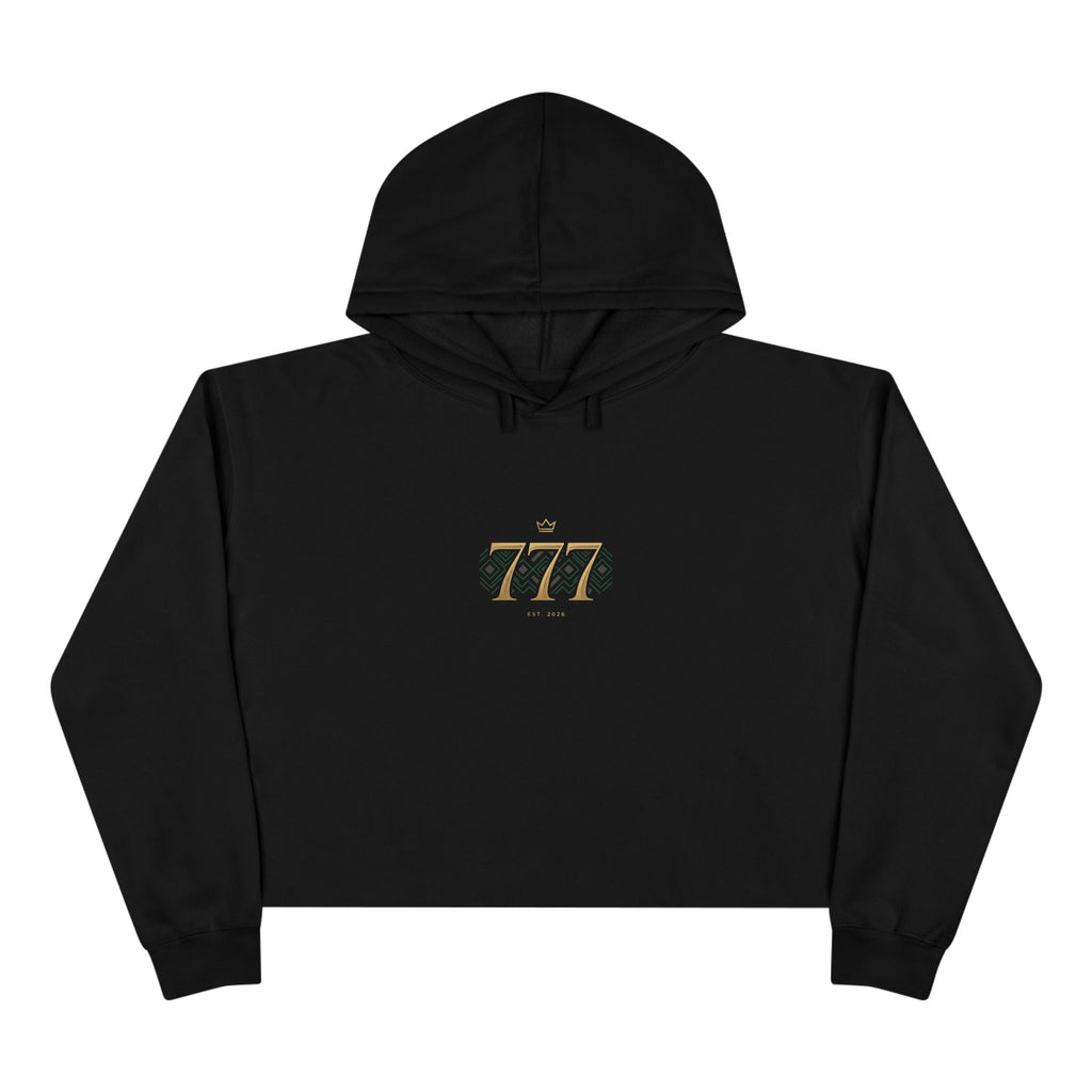 Lucky 777 Cropped Hoodie — Minimal Gold Number Graphic