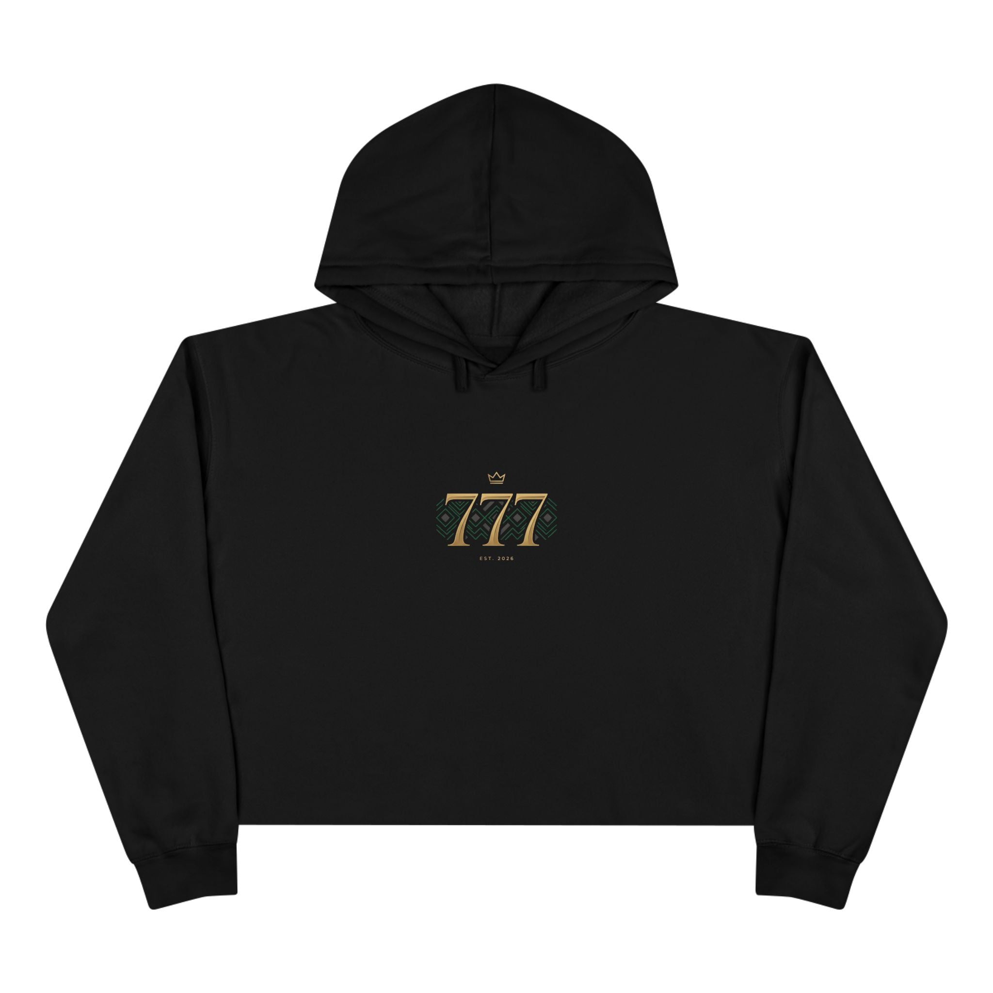 Lucky 777 Cropped Hoodie — Minimal Gold Number Graphic