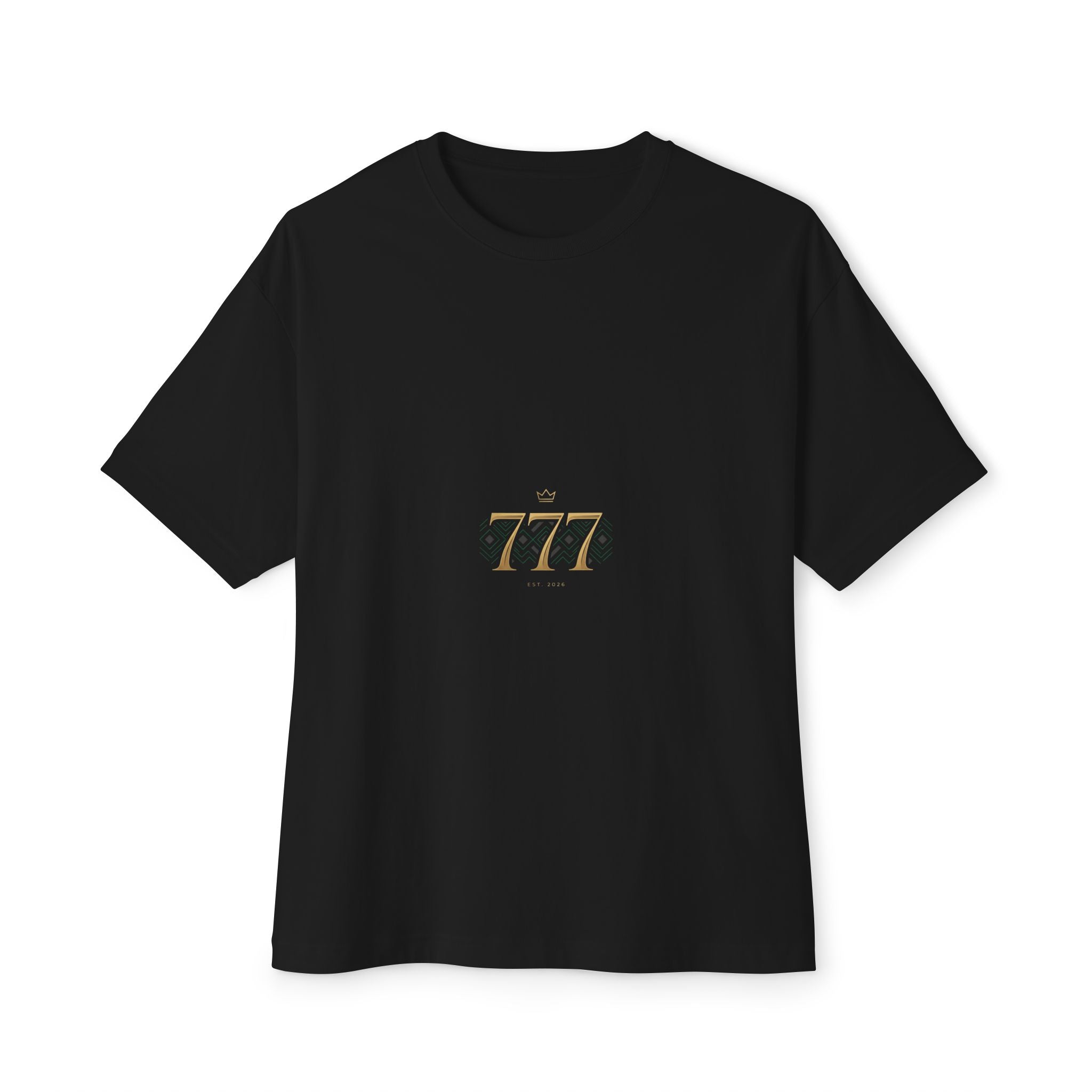 Boxy Tee — Minimal Gold '777' Lucky Number T-Shirt