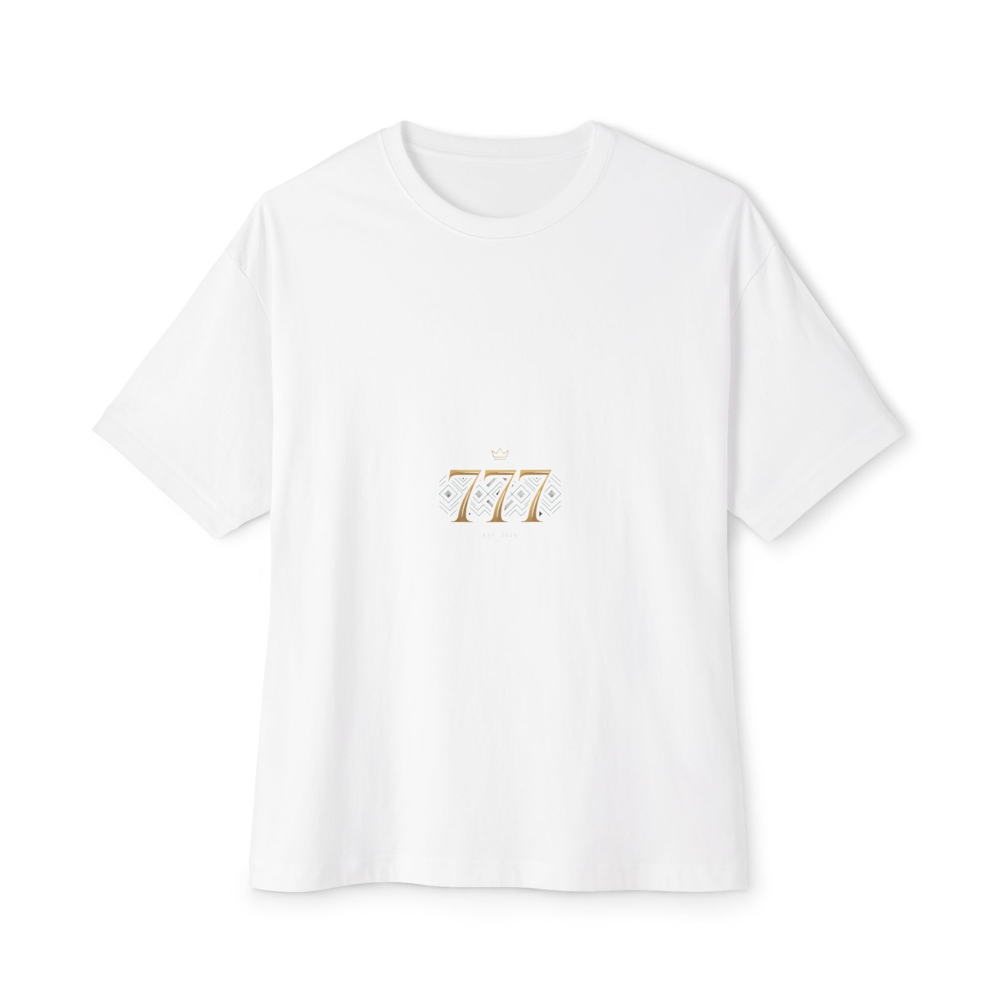 Boxy Tee — Minimal Gold '777' Lucky Number T-Shirt