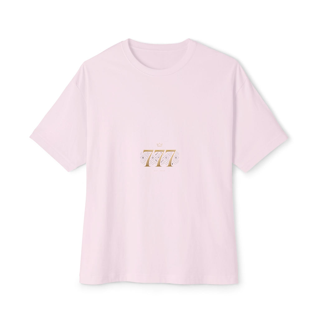 Boxy Tee — Minimal Gold '777' Lucky Number T-Shirt