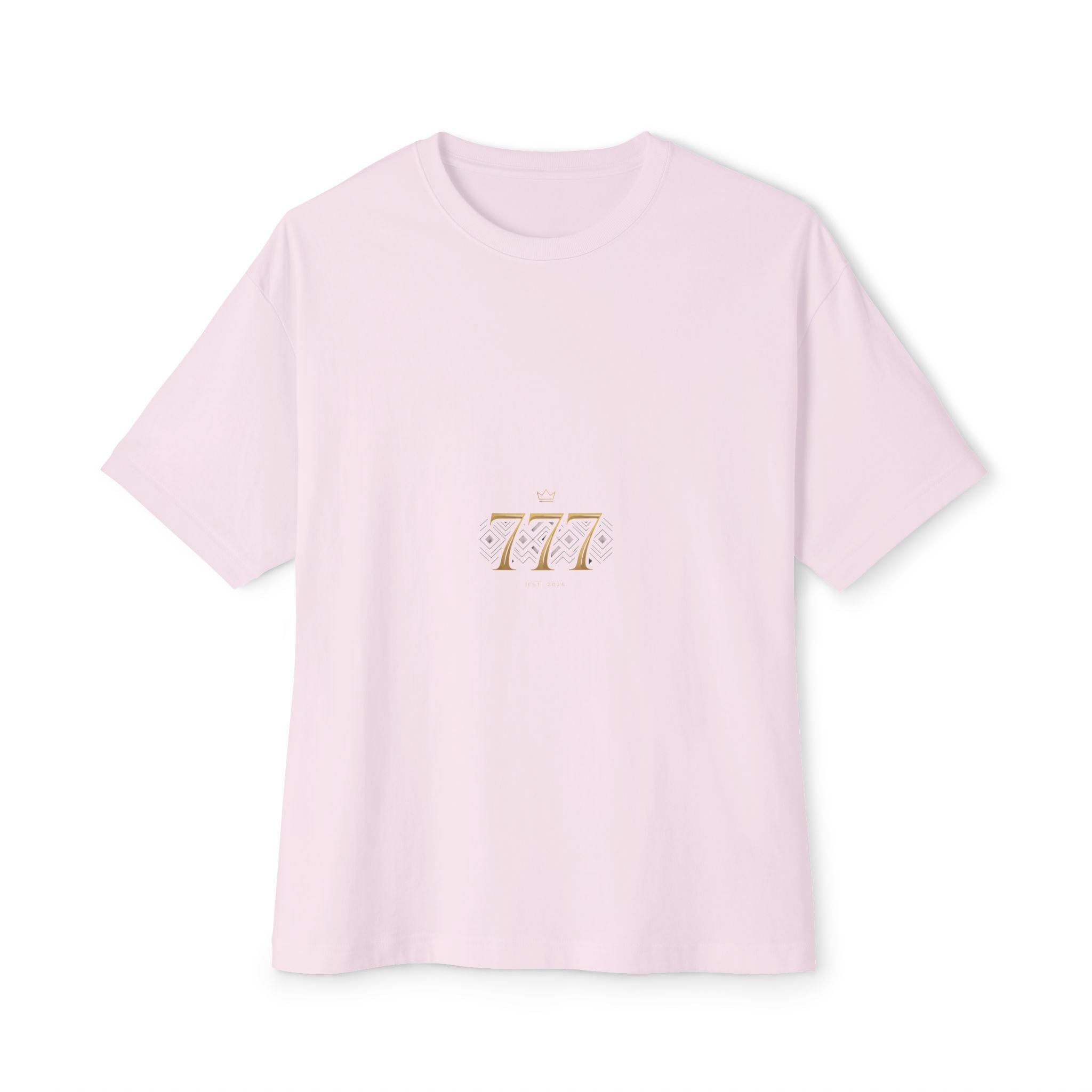 Boxy Tee — Minimal Gold '777' Lucky Number T-Shirt