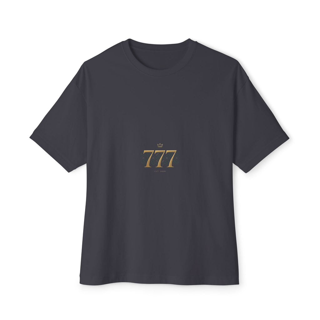 Boxy Tee — Minimal Gold '777' Lucky Number T-Shirt