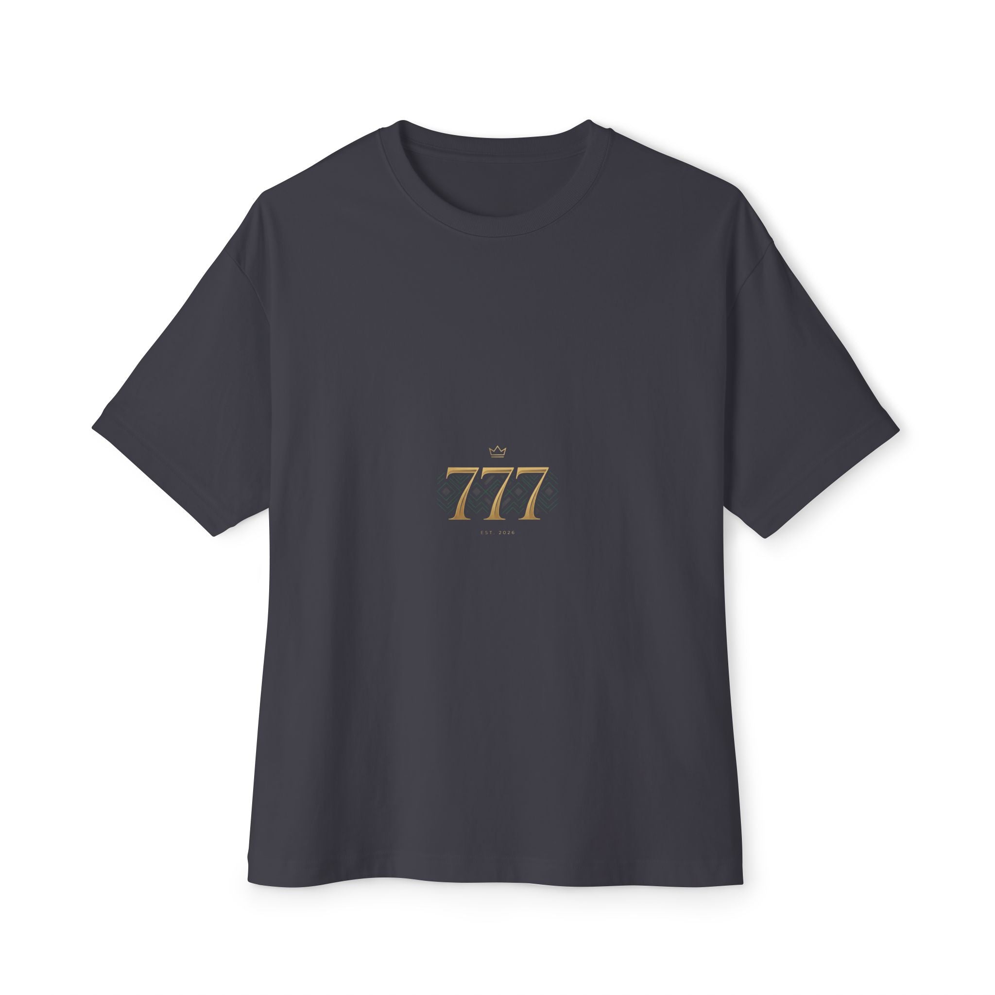 Boxy Tee — Minimal Gold '777' Lucky Number T-Shirt