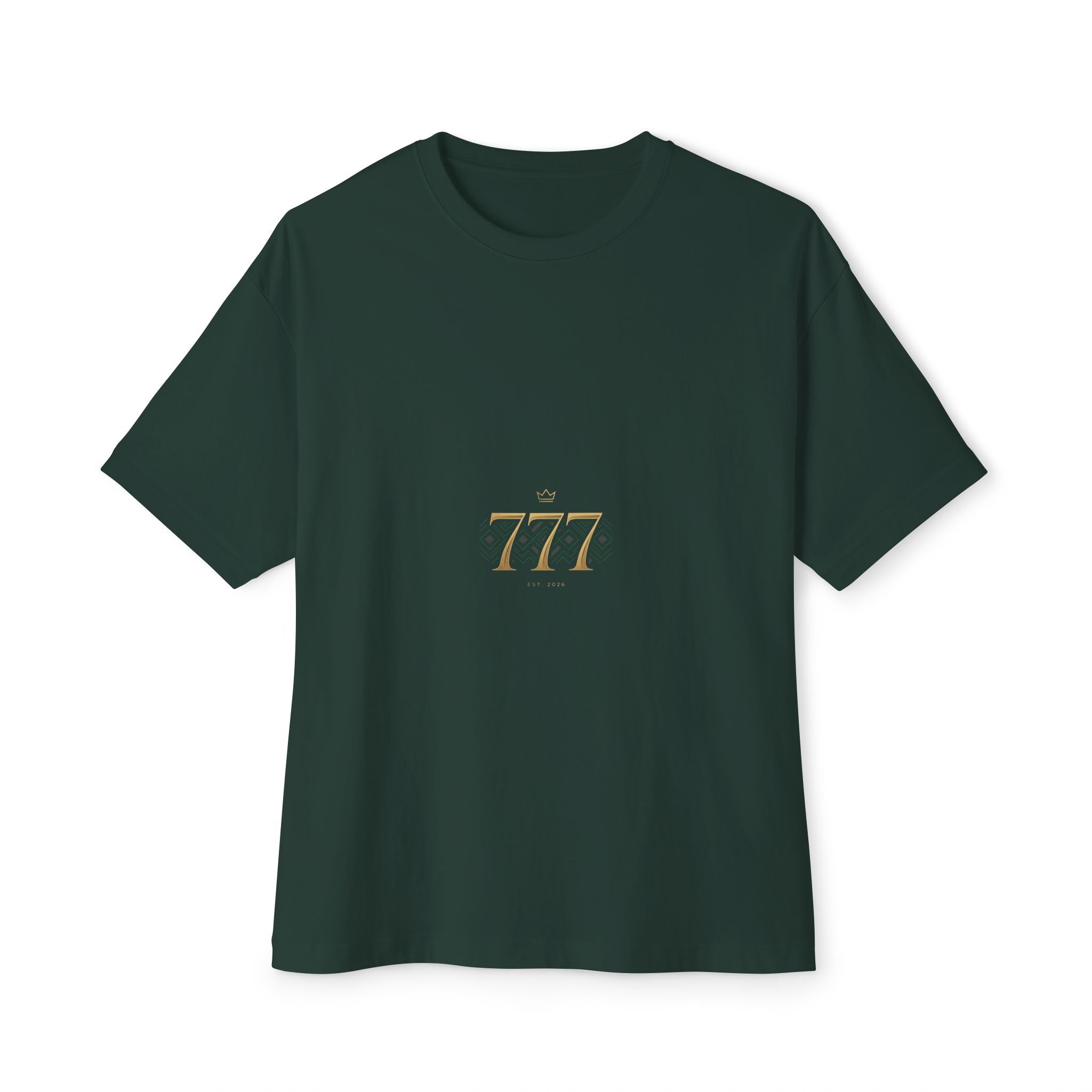 Boxy Tee — Minimal Gold '777' Lucky Number T-Shirt