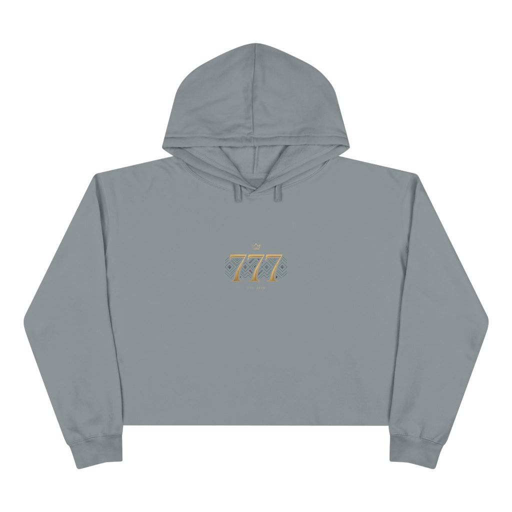 Lucky 777 Cropped Hoodie — Minimal Gold Number Graphic