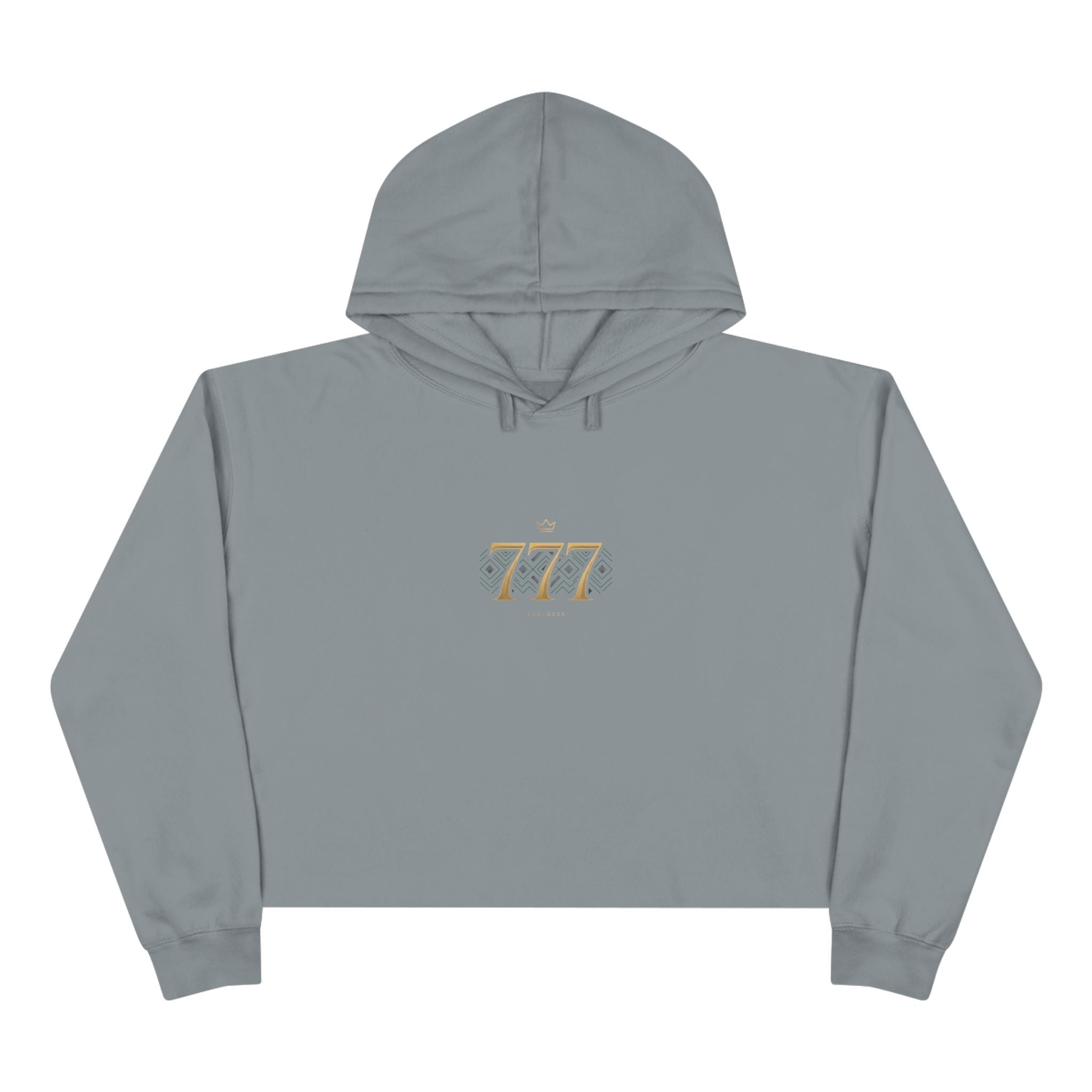 Lucky 777 Cropped Hoodie — Minimal Gold Number Graphic