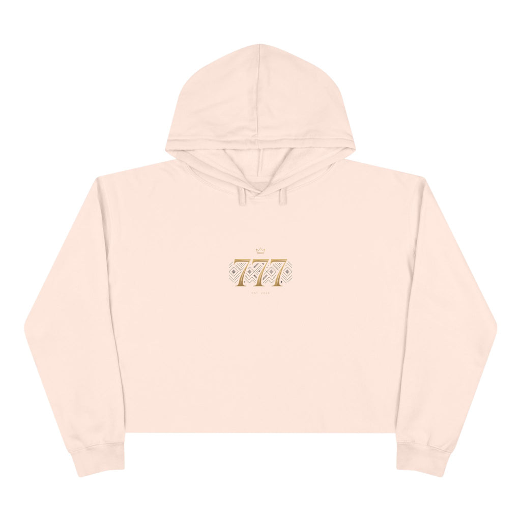 Lucky 777 Cropped Hoodie — Minimal Gold Number Graphic