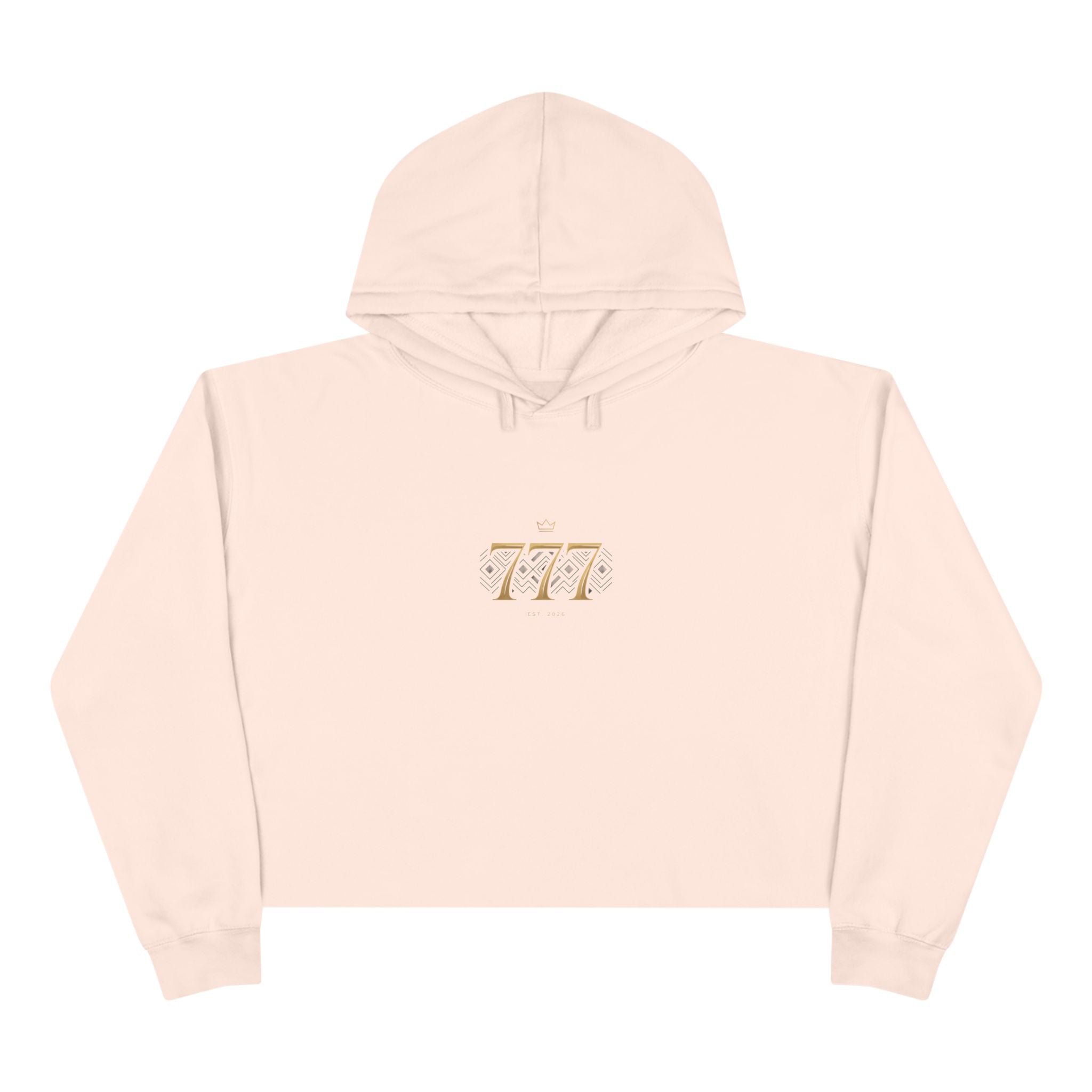 Lucky 777 Cropped Hoodie — Minimal Gold Number Graphic