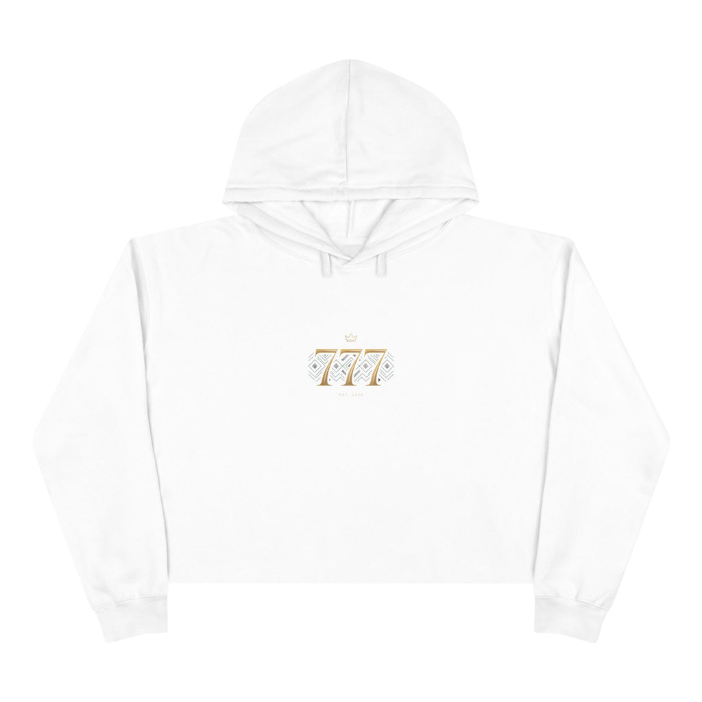 Lucky 777 Cropped Hoodie — Minimal Gold Number Graphic