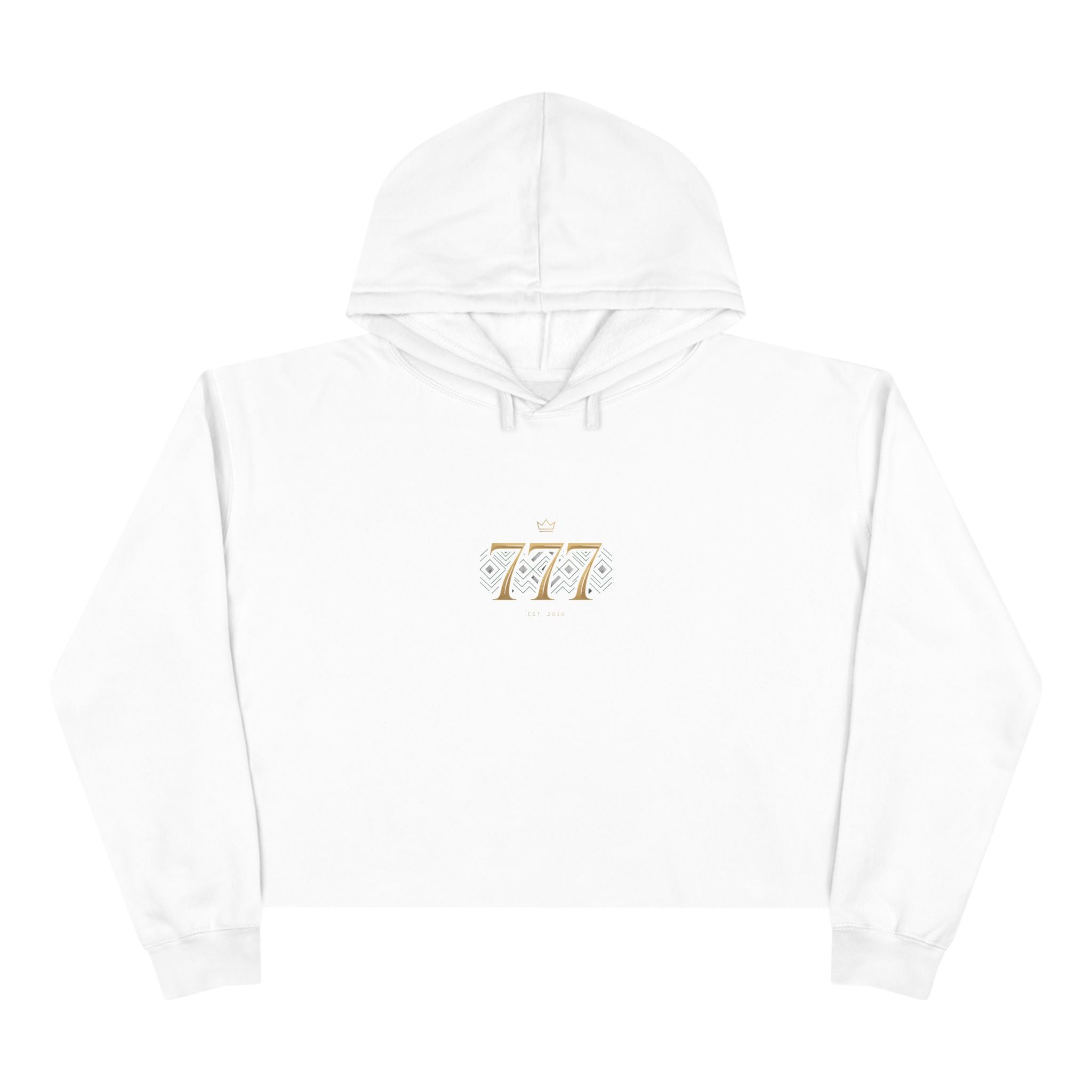 Lucky 777 Cropped Hoodie — Minimal Gold Number Graphic