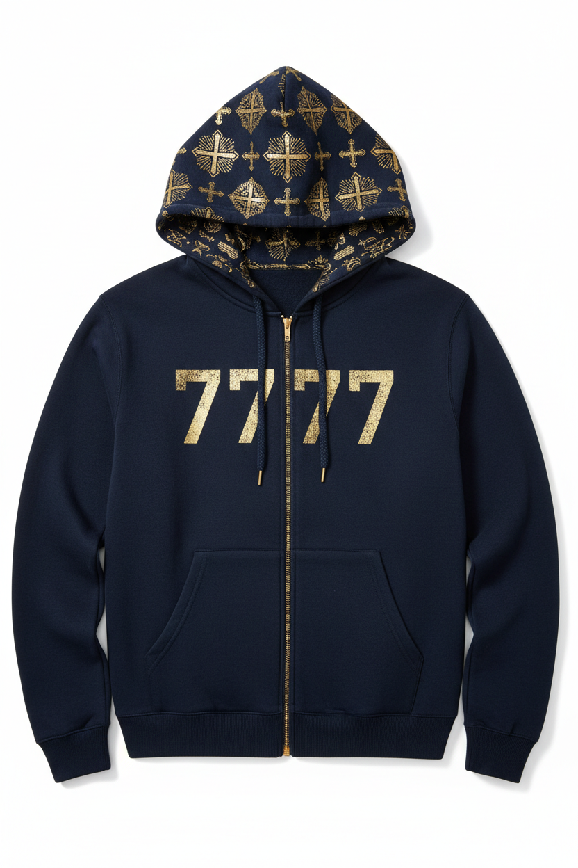 777 Navy Zip Hoodie